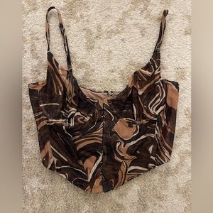 White Fox Brown Marble Corset Top